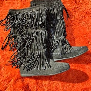 Man made Black Faux Suede Moccasins. Never worn Brand new size 81/2